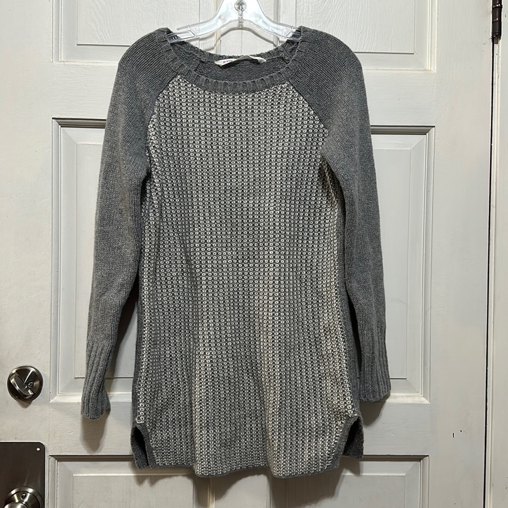 ATHLETA Sierra Wool & Cashmere Blend Gray Tunic Sweater Crew Neck Size Small